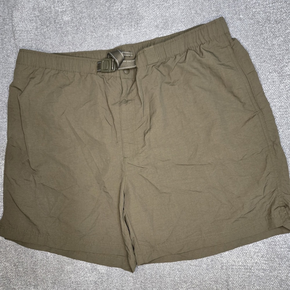 LANDS END Swim Trunks Brown Quick Dry Shorts Lined Belted Sz XXL Traditional Fit